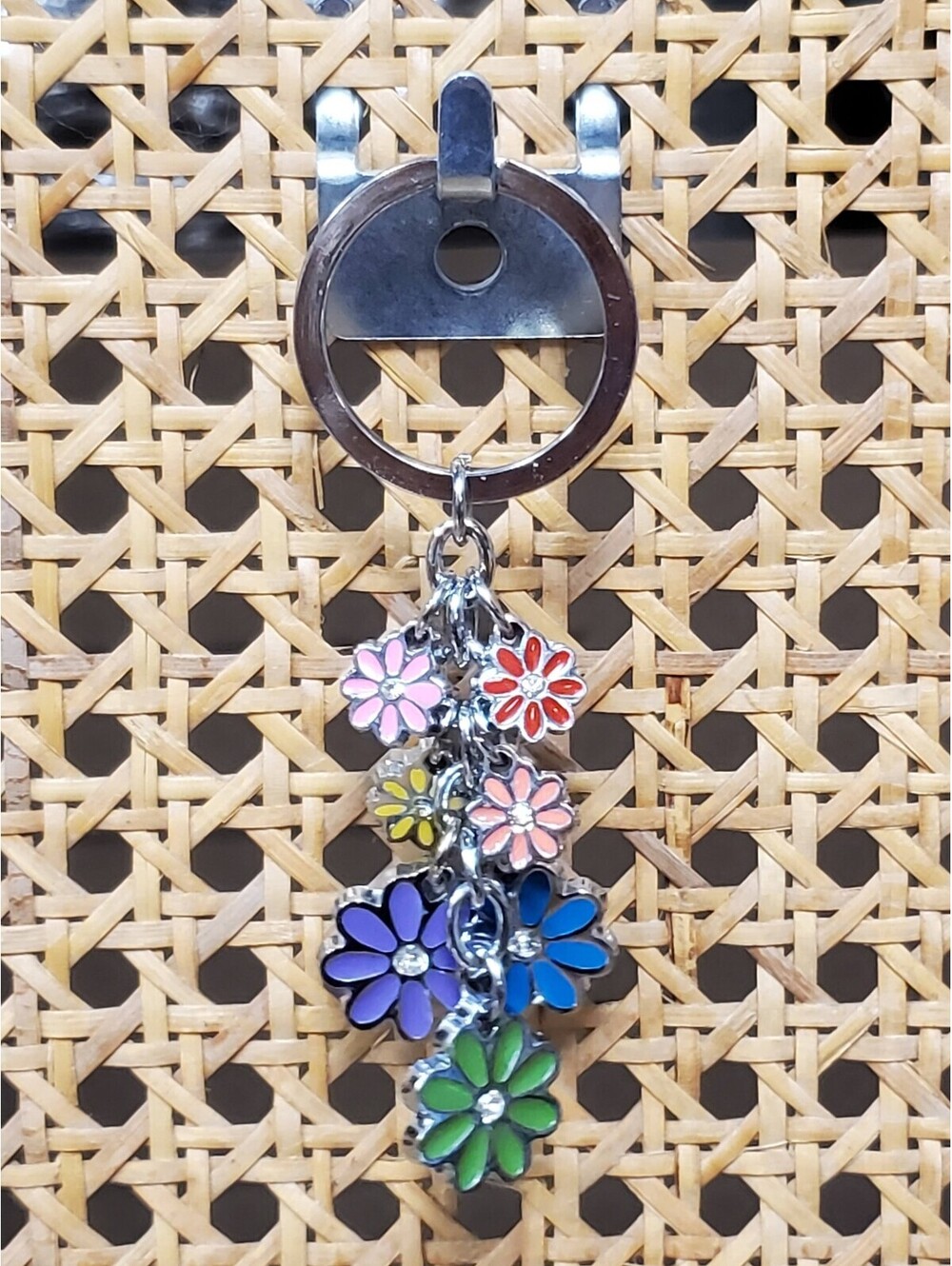 RARE Vintage Coach Y2K Multi-Color Daisy Flower Cluster Keychain Bag Charm